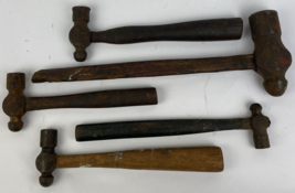 Vintage Ball Peen Hammer Blacksmith Tools Wood Handle Lot Of 5 Assorted Sizes - £38.94 GBP
