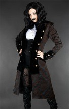 Brown Brocade Goth Victorian Officer Jacket Steampunk Long Pirate Prince... - $119.99