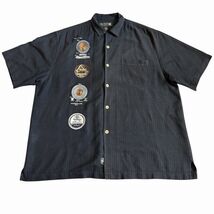 VTG Nat Nast Mens Button Up Silk Lounge Shirt L Black Vinyl Record Embro... - $39.55