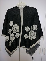 Howards Ladies Lovely BLACK/GRAY Sparkle Floral WRAP/SHAWL-NWT-$34-LIGHT Knit - £12.50 GBP