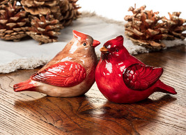 Salt and Pepper Shaker Set Cardinal Bird 4" Long Red Ceramic Wild Bird Nature image 2