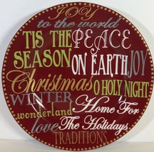 222 Fifth Traditional Tidings Dessert Plate Red Holiday 6 5/8&quot;D Christmas Dish - £6.19 GBP