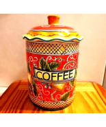 Italian Pottery Floral Coffee Cookie Jar Canister Hand Painted Lemons Vt... - £36.75 GBP