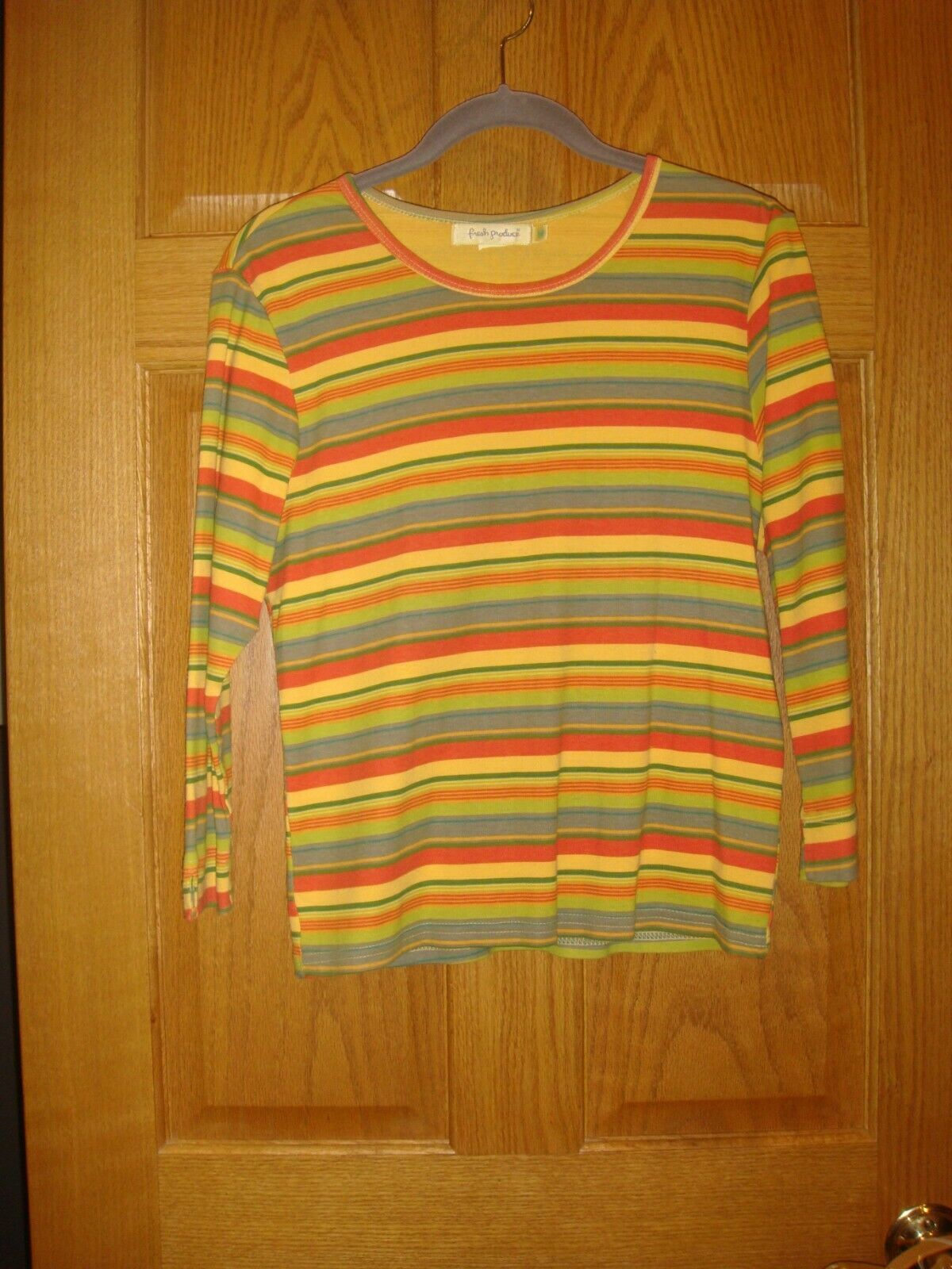 FRESH PRODUCE Top M Boardwalk Stripe 3/4&quot; Sleeve Top - $14.99