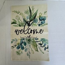 Spring Summer Green Leaves Burlap Welcome Garden Flag 12X18 In Greenery ... - £7.08 GBP