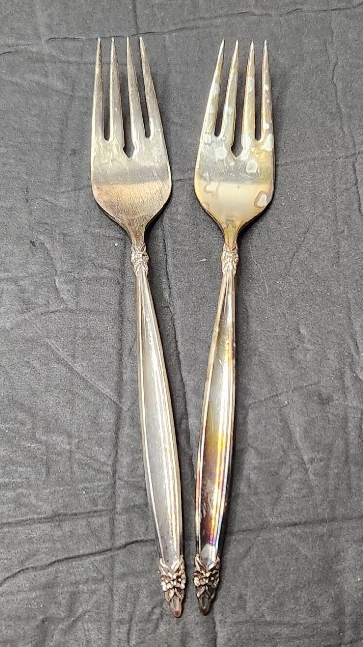 Primary image for MCM Rogers Bros IS Garland Silverplate 1965 Lot of 2 Dessert Salad Forks