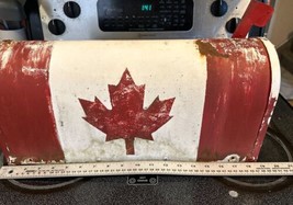 Vintage Steel Primitive Rural Farm House Mailbox CANADA FLAG Needs TLC - $52.96