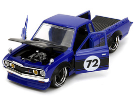 1972 Datsun 620 Pickup Truck #72 Blue Metallic with Black Stripes and Hood &quot;Toyo - £39.12 GBP