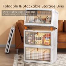 3 Tier Stackable Storage Bins Wardrobe Closet Organizer Container Pantry W/ Lid - £57.09 GBP