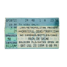 Vtg 1990&#39;s Grateful Dead Concert Ticket Stub Soldier Field Chicago with Traffic - £22.29 GBP