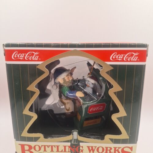 Coke Coca Cola Bottling Works Christmas Tree Ornament 1997 Elf &amp; Penguin - $7.11