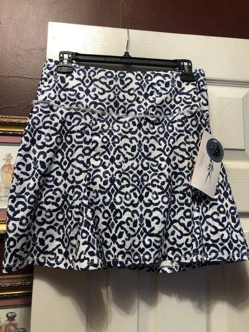 NWT GOTTEX Santorini Navy Blue Golf Tennis Knit Long Length Godet Skort L & XL