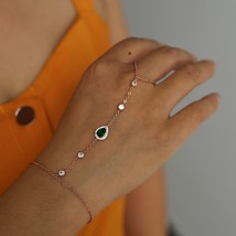cz fashion Finger link bracelet with ring Slave bracelet cz station chai... - £16.99 GBP