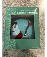 Personalized ceramic ornament new in box snowman Christmas ornament - $6.52 CAD
