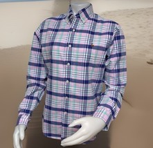 Ralph Lauren Plaid Shirt Mens Sz S Slim Pink Green Blue Long Sleeve Butt... - $21.77