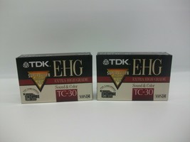 TDK E-HG TC-30 VHS C Blank Camcorder Cassette Tapes Lot of 2 New Sealed - £9.20 GBP