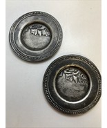 Two Small 3 Inch Pewter Coasters Depicting Scene in Middle East - $470.27 MXN