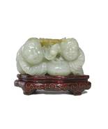 Chinese celadon jade sculpture of &quot;He He er xian&quot; - £632.12 GBP