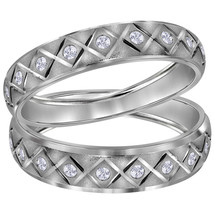 14kt White Gold His & Hers Round Diamond Matching Duo Wedding Band Set 1/4 Cttw - $750.00