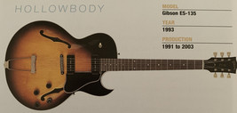 1993 Gibson ES-135 Hollow Body Guitar Fridge Magnet 5.25"x2.75" NEW - $3.84