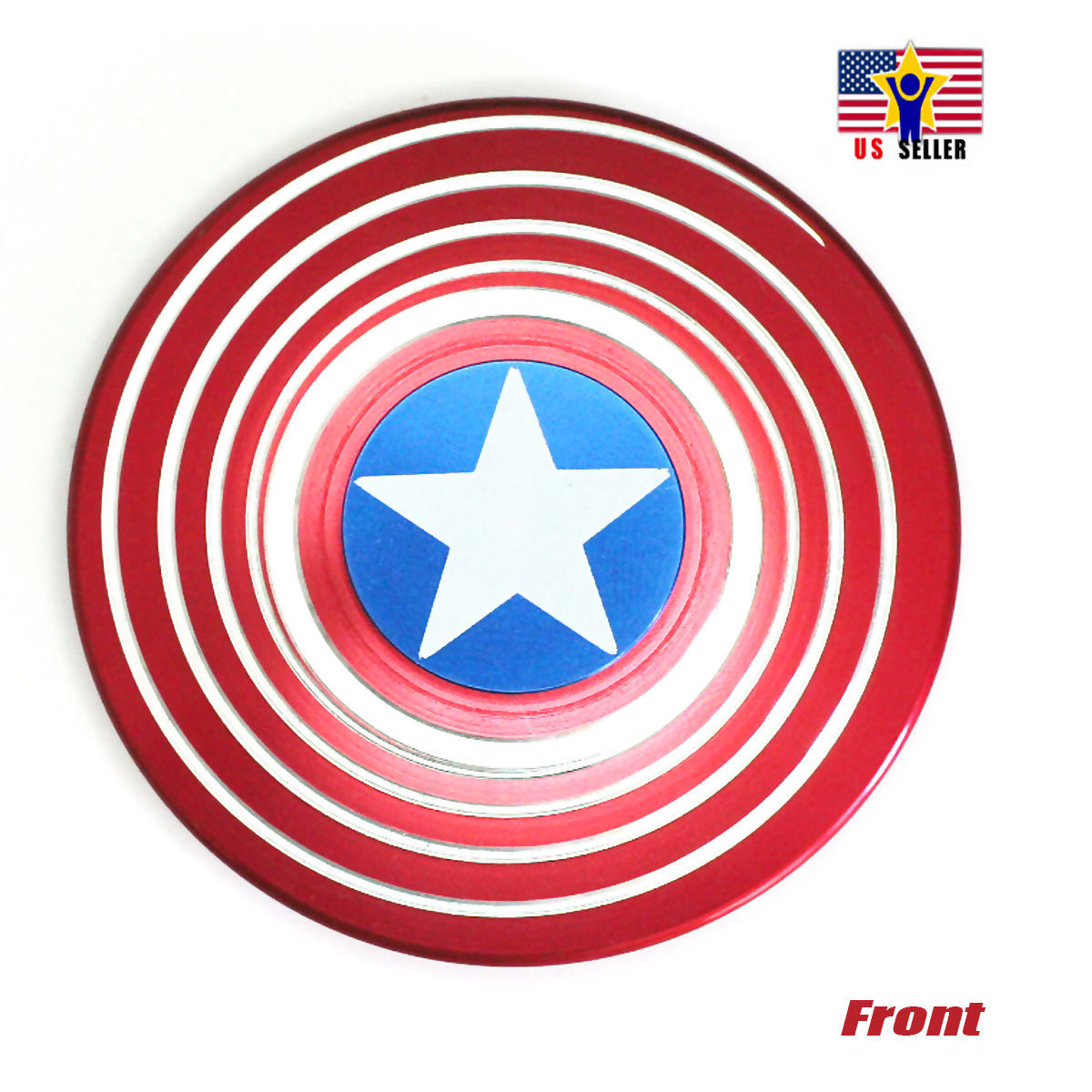 Case + Metal Fidget Finger Spinner Gyroscope Captain America Shield Titanium - $11.86