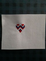 Completed Heart 4th Of July Patriotic Finished Cross Stitch - $3.99