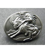INDIAN HORSE FEATHER MUSTANG PEWTER NOVELTY LAPEL PIN BADGE 1 INCH - £4.50 GBP