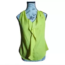 New York &amp; Company Yellow Sheer Ruffle Blouse Size X-Small - $12.00