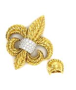David Webb 18K Gelbgold Und Platin 1,60 Ct Diamant Fleur De Lis Brosche - €20.223,03 EUR