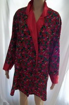 VINTAGE Victoria&#39;s Secret Gold Label Women&#39;s Red Floral Satin Robe Size ... - $19.79