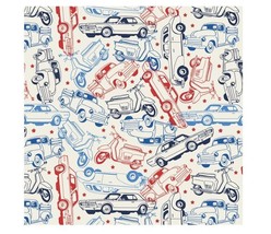 Emma &amp; Mila Pre-Cut Cotton Fabric, USA Vehicles, Cars, Fat Quarter, 18&quot; X 21&quot; - £3.15 GBP