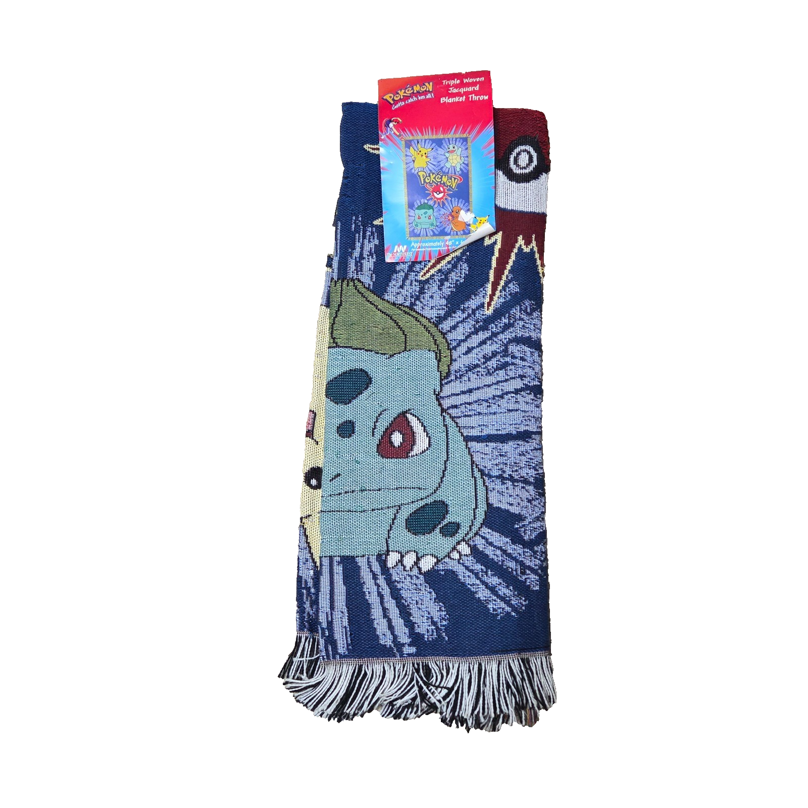 VINTAGE 1990&#39;s POKEMON TRIPLE WOVEN JACQUARD BLANKET THROW 48 x 60 PIKAC... - $71.25
