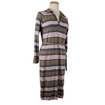 Vintage 60&#39;s Goldworm Merino Wool Women&#39;s Dress Size 12 Stripe Knee Length - £88.38 GBP