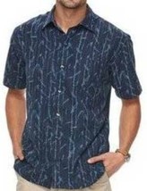  Van Heusen Dress Shirt Short Sleeve Black Blue Casual Button Up Sport M... - $18.81