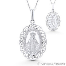 Holy Mother Mary Miraculous Medal Marian Cross 29x16mm Pendant in 14k Wh... - £153.78 GBP+