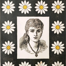 1881 Photograph Daisy Frame Pattern Victorian Wood Engraving Flower Craf... - $49.99