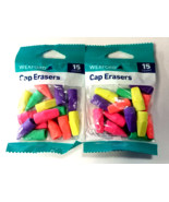 Lot of 2 - Wexford Cap Neon Erasers 15 Count (30 erasers total) - £6.31 GBP