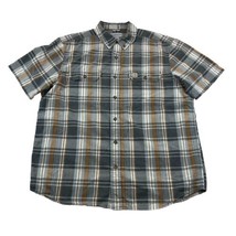 Vintage Carhartt Button Up Shirt Relaxed Fit Mens XL Plaid Rustic Short Sleeve - $19.59