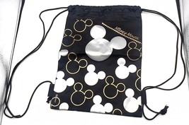 Mickey Mouse Gold and Black Drawstring Bag Backpack Travel String Pouch - £7.14 GBP