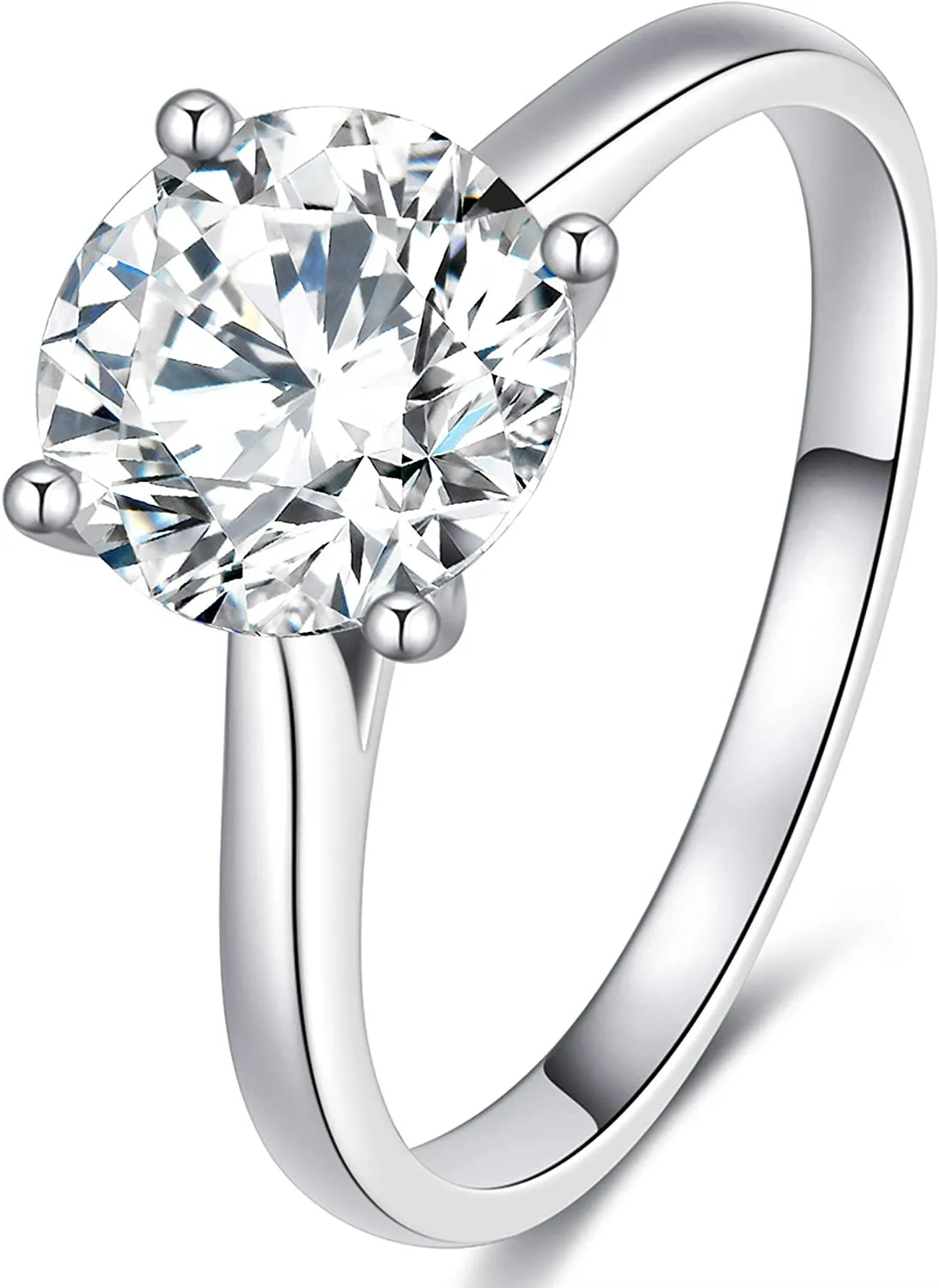 S925 Sterling Silver Wedding Ring 18K 1ct Width Moissanite Engagement Ring Round - £37.77 GBP