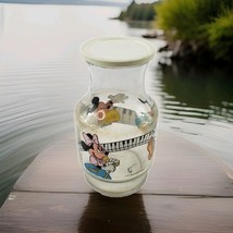Vintage 1986 Disney Glass Carafe Pitcher Mickey Minnie Goofy Music w Lid - $12.86