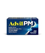 Advil PM Ibuprofen Pain Reliever and Nighttime Sleep Aid 200 Caplets / 2... - £18.48 GBP