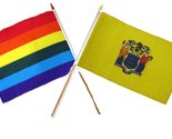 AES 12x18 12&quot;x18&quot; Wholesale Combo Rainbow Gay Pride &amp; State New Jersey S... - $10.88