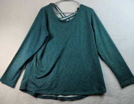 Ideology Blouse Top Womens Large Green Polka Dot Polyester Round Neck Cross Back - £13.09 GBP