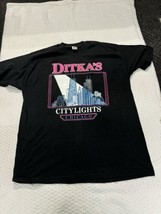 Vintage Single Stitch Black Shirt Neon Colors Ditka&#39;s City Lights Chicag... - $45.57