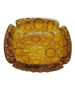 Vintage Mid Century Modern Libbey Orange Amber Bubble Glass Square Ashtr... - $20.74