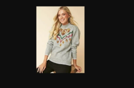 KALEIDOSCOPE Snowflake Sequin Jumper in Grey  UK 12/14    (XM16) - $24.51