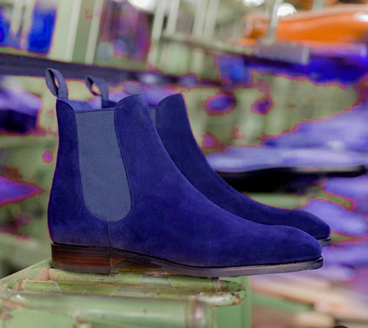 New Handmade Men's blue suede fashion boot, Men's chelsea style Boot 2019