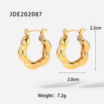 Uworld Stainless Steel Twist C-Hoop Earrings 2022 Temperament Textured 18k-gold- - £14.51 GBP