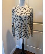 Rebecca Taylor Cashmere Blend Gray Cheetah Print Sweater SZ L NWOT - $88.11